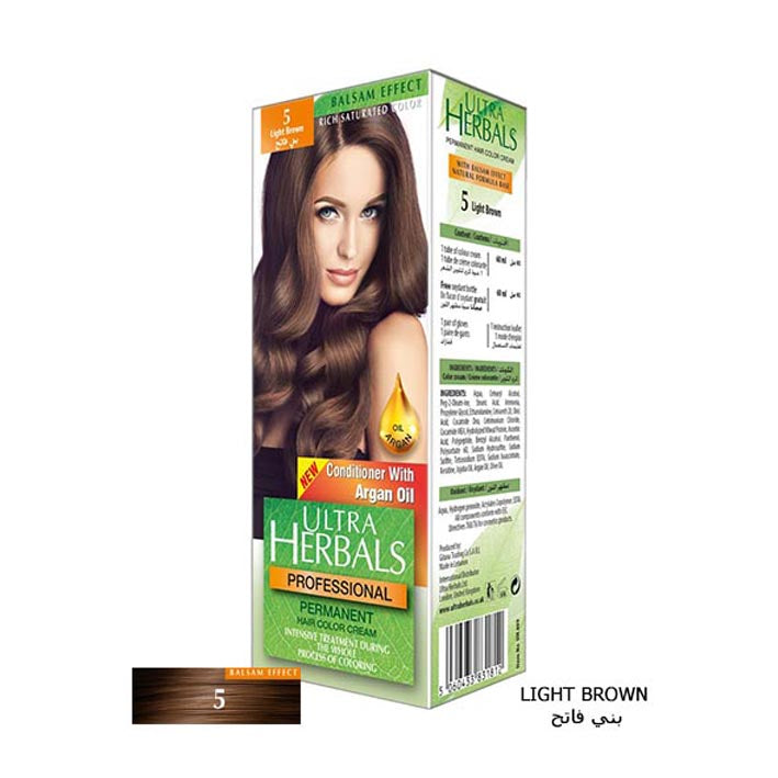 Ultra Herbals Hair Color Cream No 5 Light Brown - MyKady