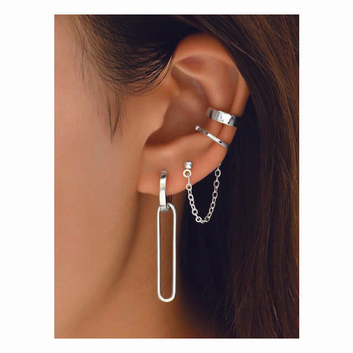 6pcs Creative Chain Decor Geometric Earrings - MyKady