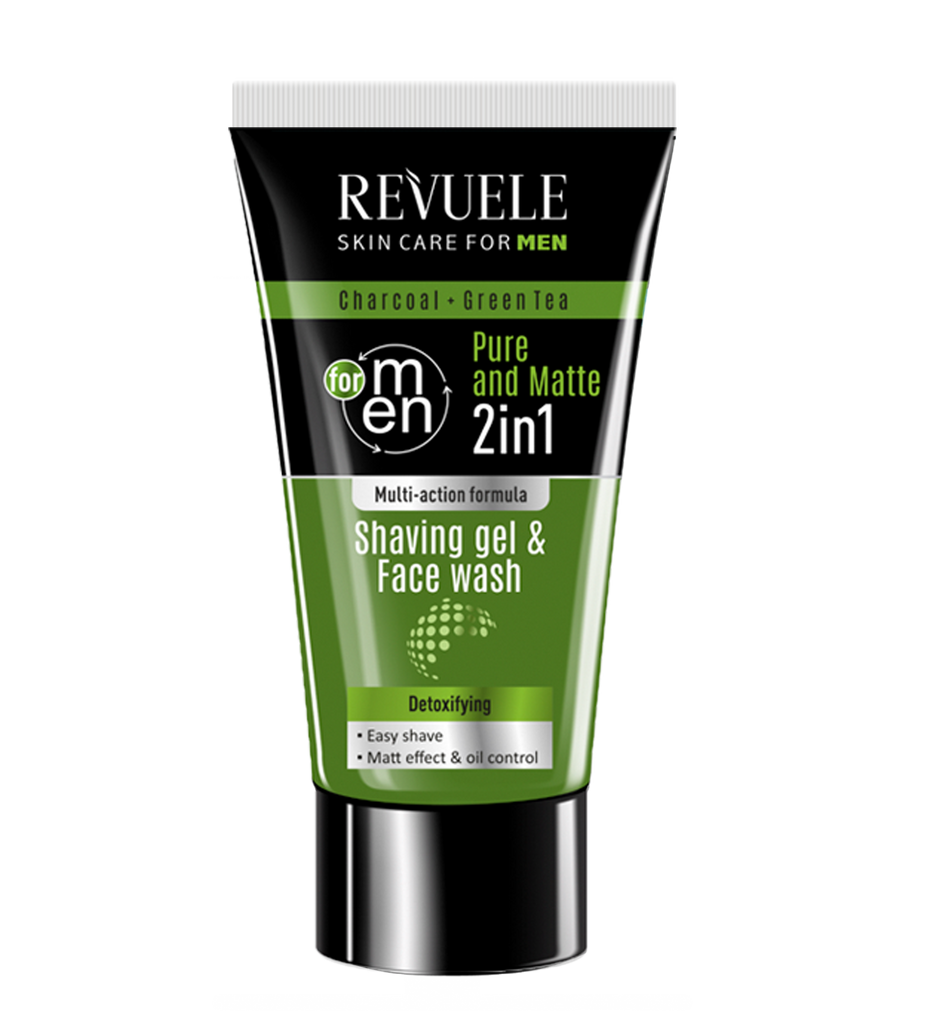 Revuele Men Charcoal And Green Tea Shaving Gel and Face Wash 2in1 180ml - MyKady
