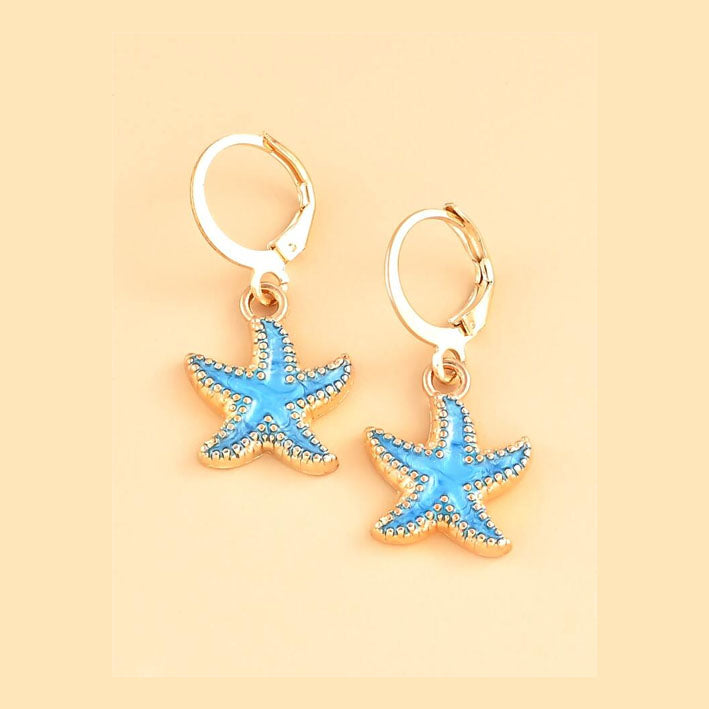 Starfish Drop Earrings Blue - MyKady