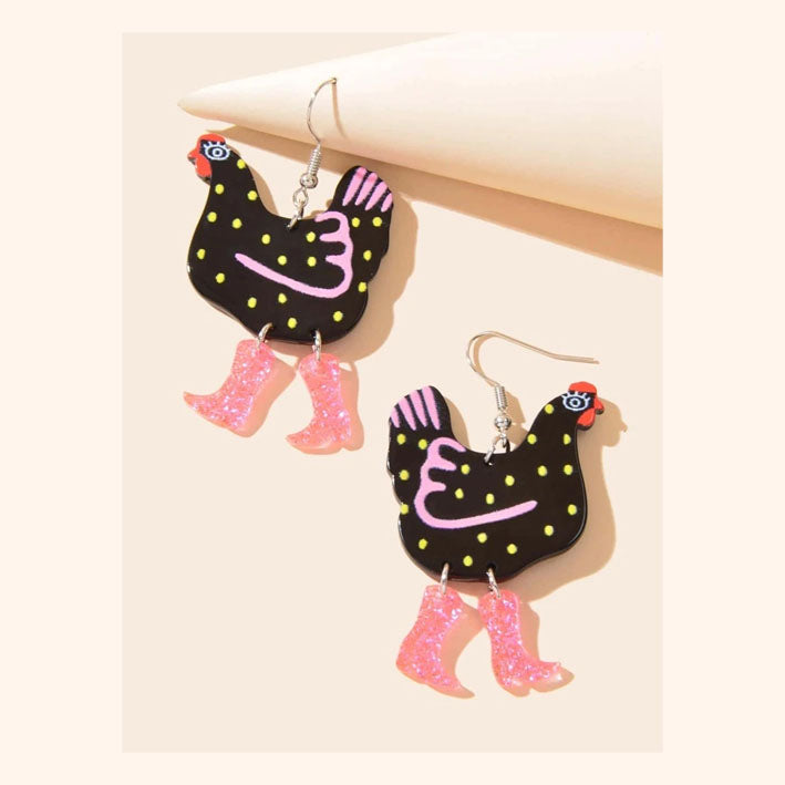 1pair Fashion Glitter Boots & Chick Drop Earrings - MyKady