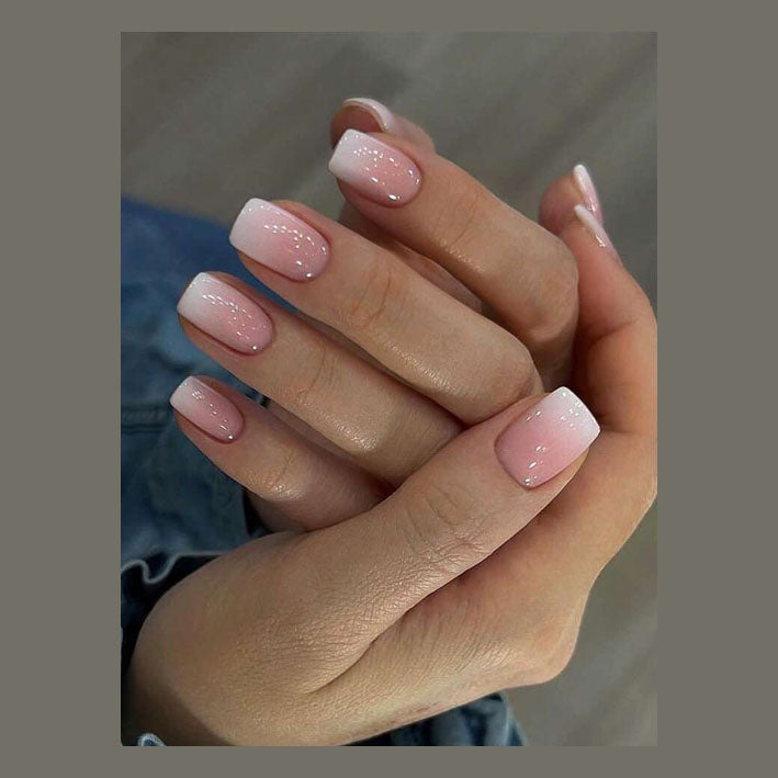 24pcs Short Square Ombre French Style Fake Nail - MyKady