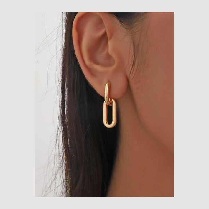 2pcs Geometric Double Circle Design Copper Earrings - MyKady