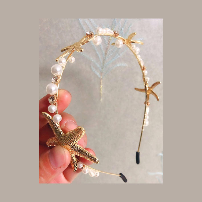 Starfish & Faux Pearl Decor Fashion Headband - MyKady
