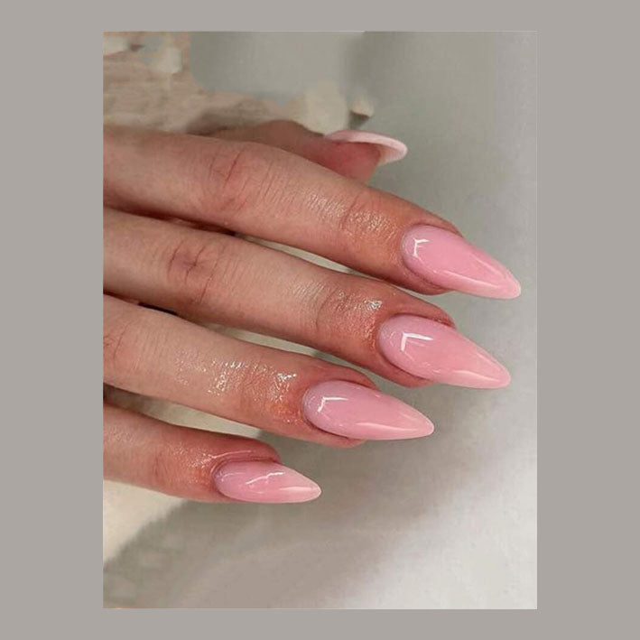 Medium Press On Nails Almond,Size L Fake Nails Pointy Pink Summer - MyKady