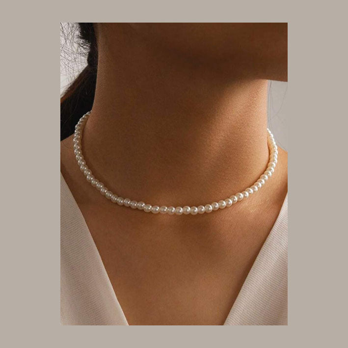 Heart Pendant Faux Pearls Chain Necklace - MyKady
