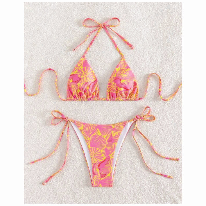 Allover Print Bikini Pink Set - MyKady