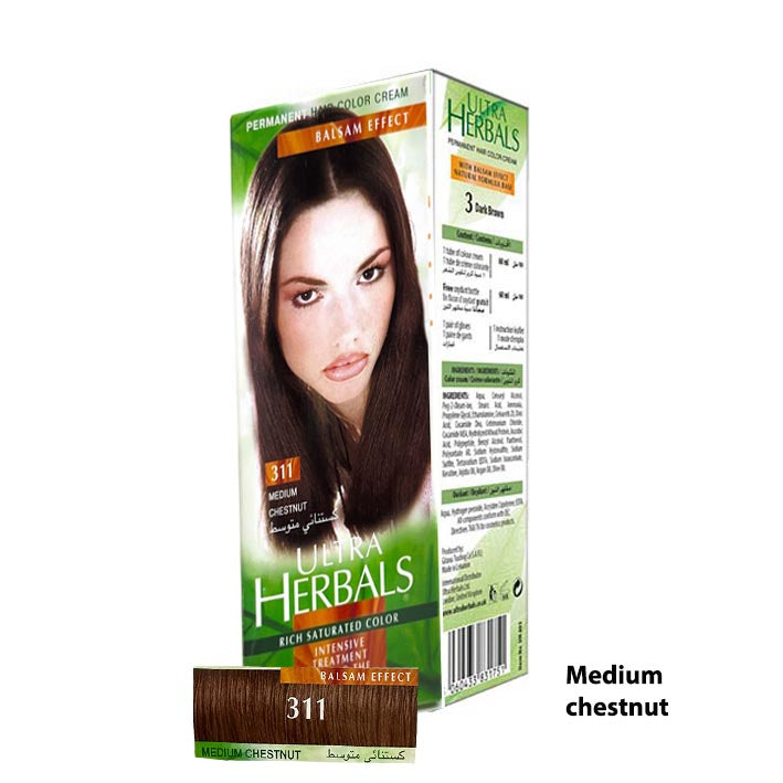 Ultra Herbals Hair Color Cream No 311 Medium Chestnut - MyKady