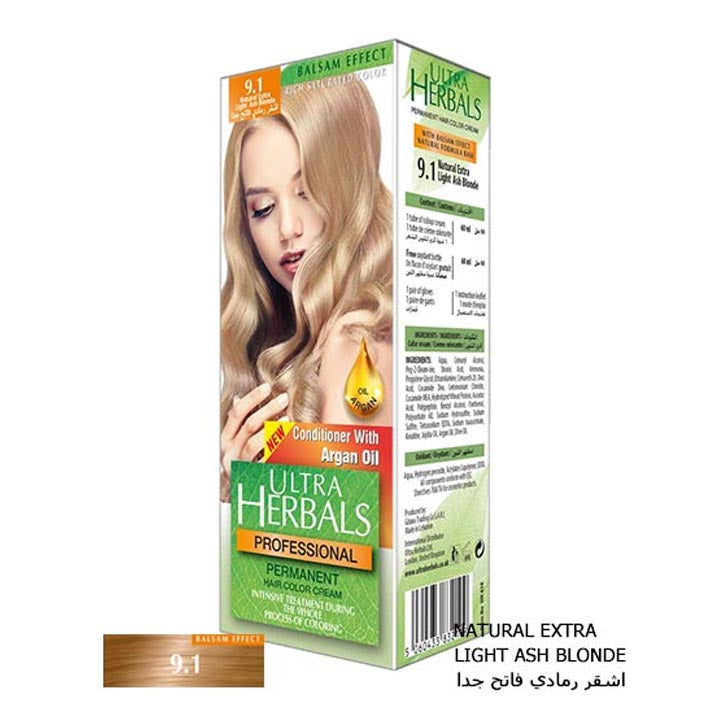 Ultra Herbals Hair Color Cream No 9.1 Extra Light Ash Blonde - MyKady