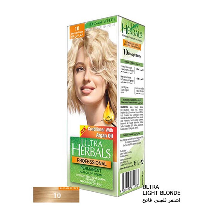 Ultra Herbals Hair Color Cream No 10 Ultra Light Blonde - MyKady
