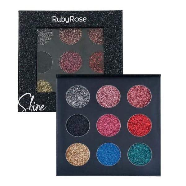 Ruby Rose Shine, Glitter Cream Palette - Black - MyKady