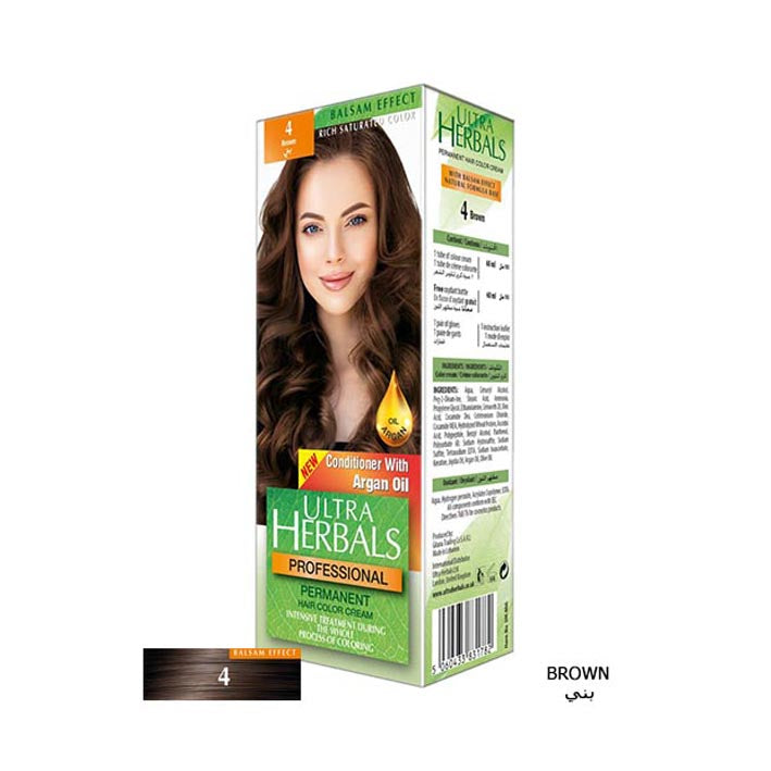 Ultra Herbals Hair Color Cream No 4 Brown - MyKady