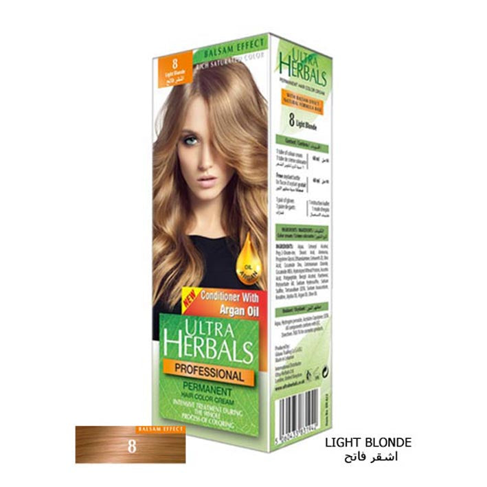 Ultra Herbals Hair Color Cream No 8 Light Blonde - MyKady