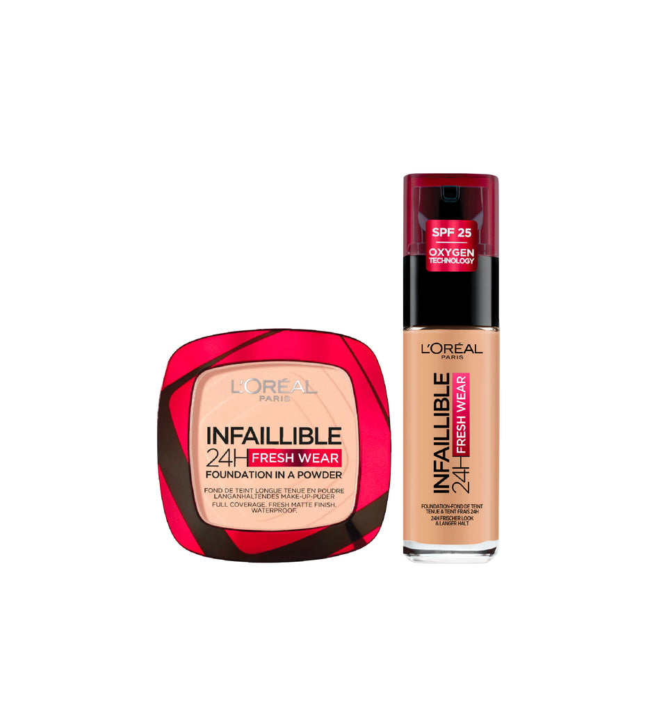 L'Oreal Paris Infallible Fresh Wear 24H Powder & Infallible Liquid Foundation Christmas Bundle - MyKady