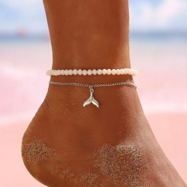 Bead and tail Decor Anklet 2 Pcs - MyKady