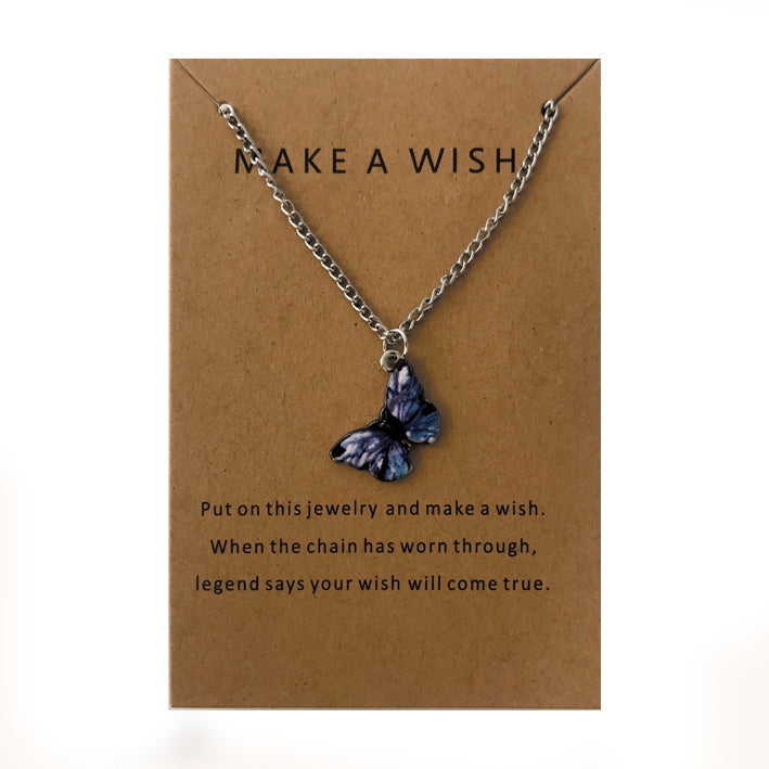 Butterfly Charm Necklace Purple Blue - MyKady