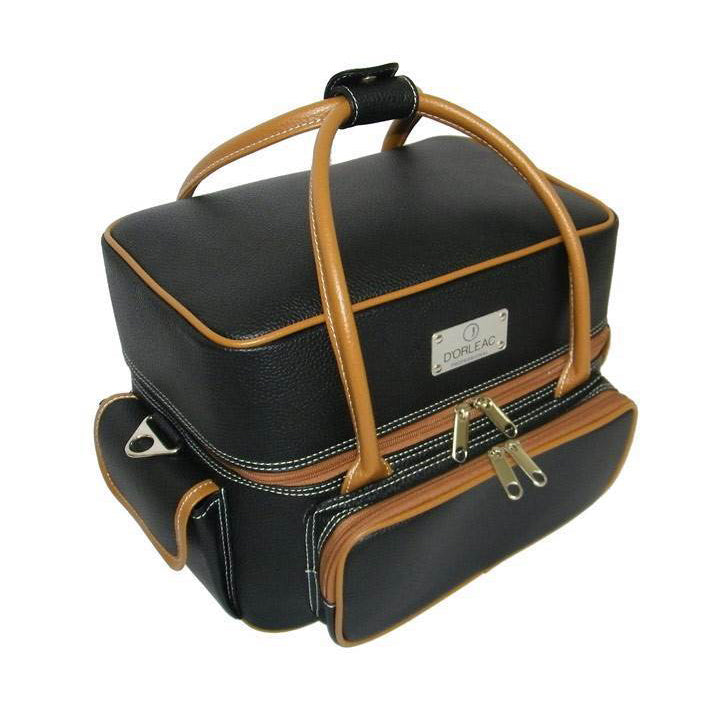 D'Orleac Professional Makeup Case Black & Brown Leather - MyKady