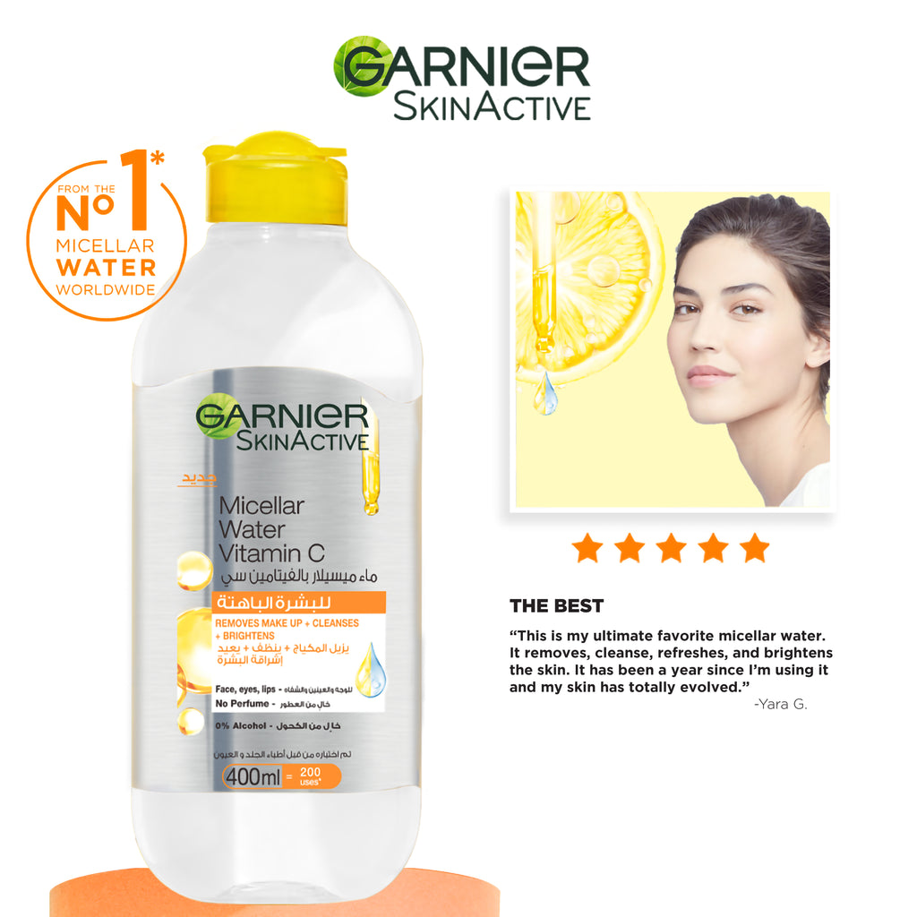 Garnier Micellar Brightening Cleanser Water - Vitamin C - 400 ML - MyKady