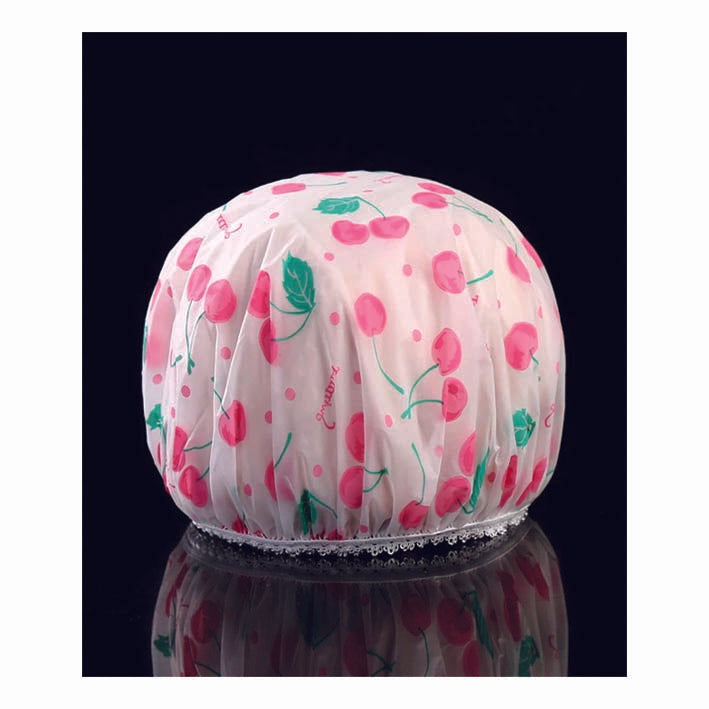 Floral Print Waterproof Shower Cap, Elastic Reusable Bathing Hair Cap For Bathroom - MyKady