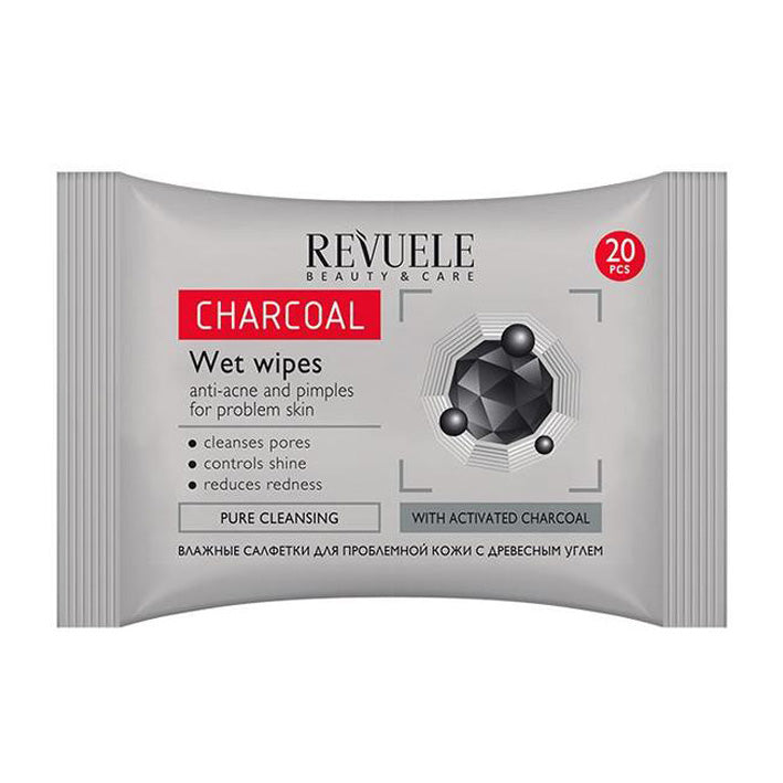 Revuele Wet Wipes Charcoal Anti-Acne And Pimples For Problem Skin  - 20 Pcs - MyKady