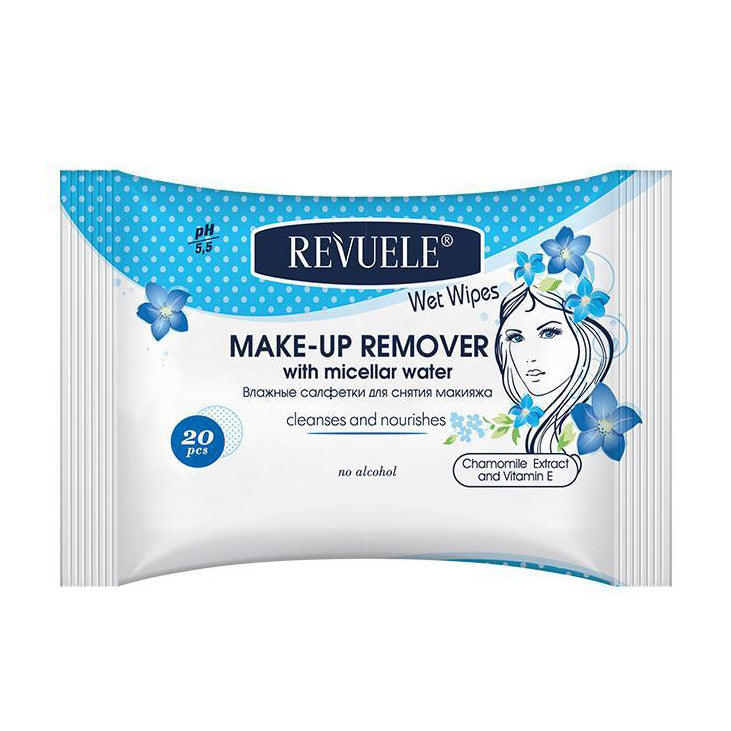 Revuele Wet Wipes Make-Up Remover Hypoallergenic With Micellar Water - 20 Pcs - MyKady