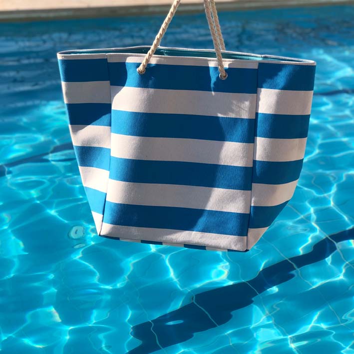 White and Blue Striped Bag - MyKady