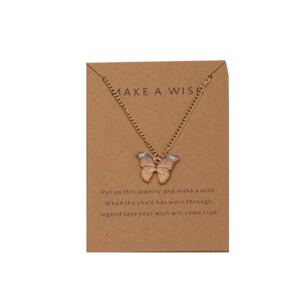 Butterfly Charm Necklace Light Orange - MyKady